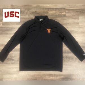 Nike Golf USC Trojans Long Sleeve Polo Shirt Black Dri-FIT Men's XXL